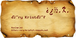 Őry Kristóf névjegykártya